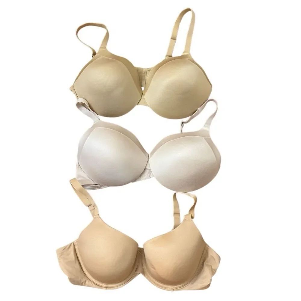 Maidenform (2) & Auden (1) Set of 3 Underwire Bras Nude Size 40C